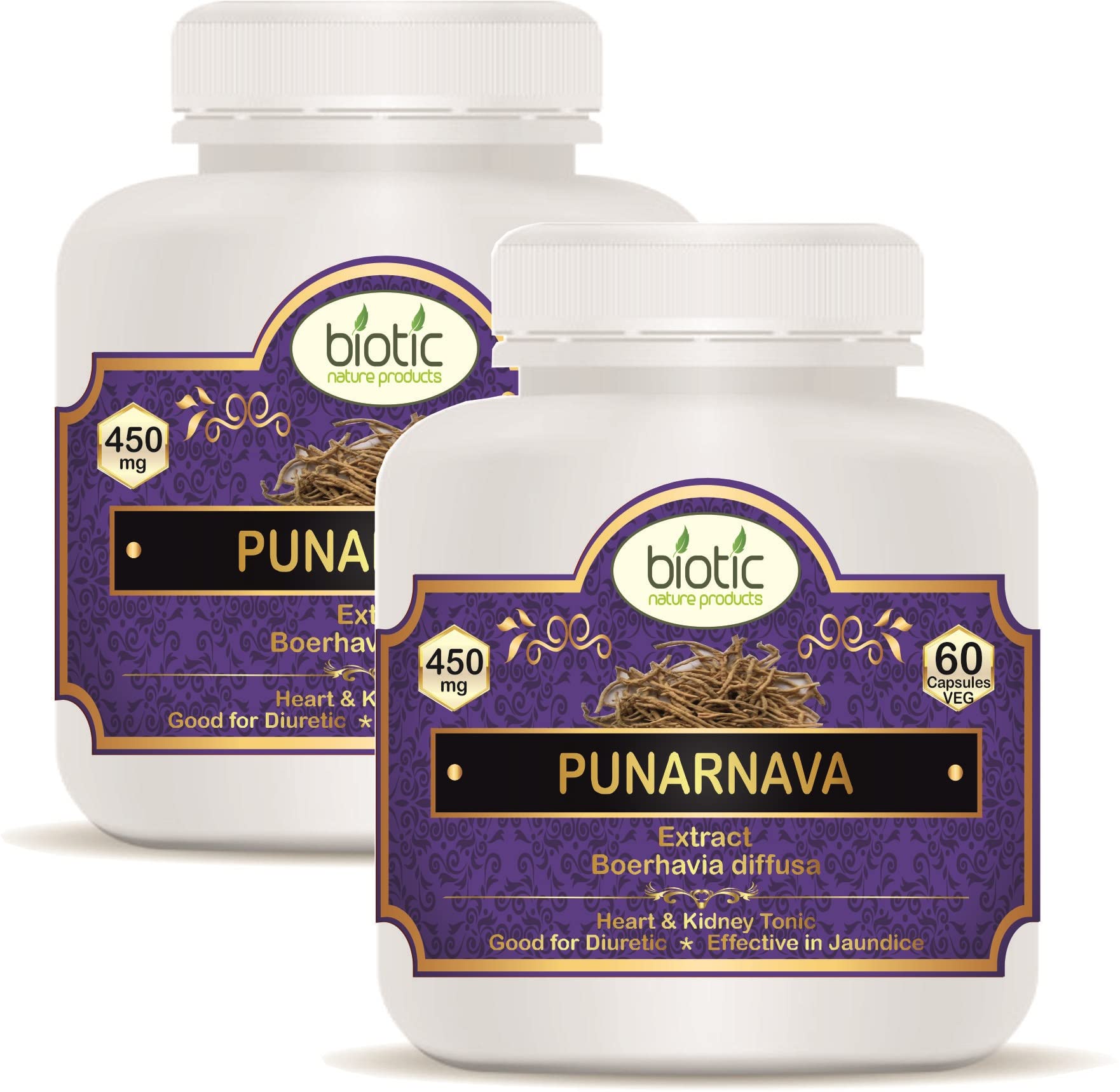 Biotic Punarnava Capsules for Kidney - Boerhaavia diffusa Extract 450mg - 120 Veg Capsules (Pack of 2) (B0B6BSMKZR) Amazon Price History, Amazon Price Tracker