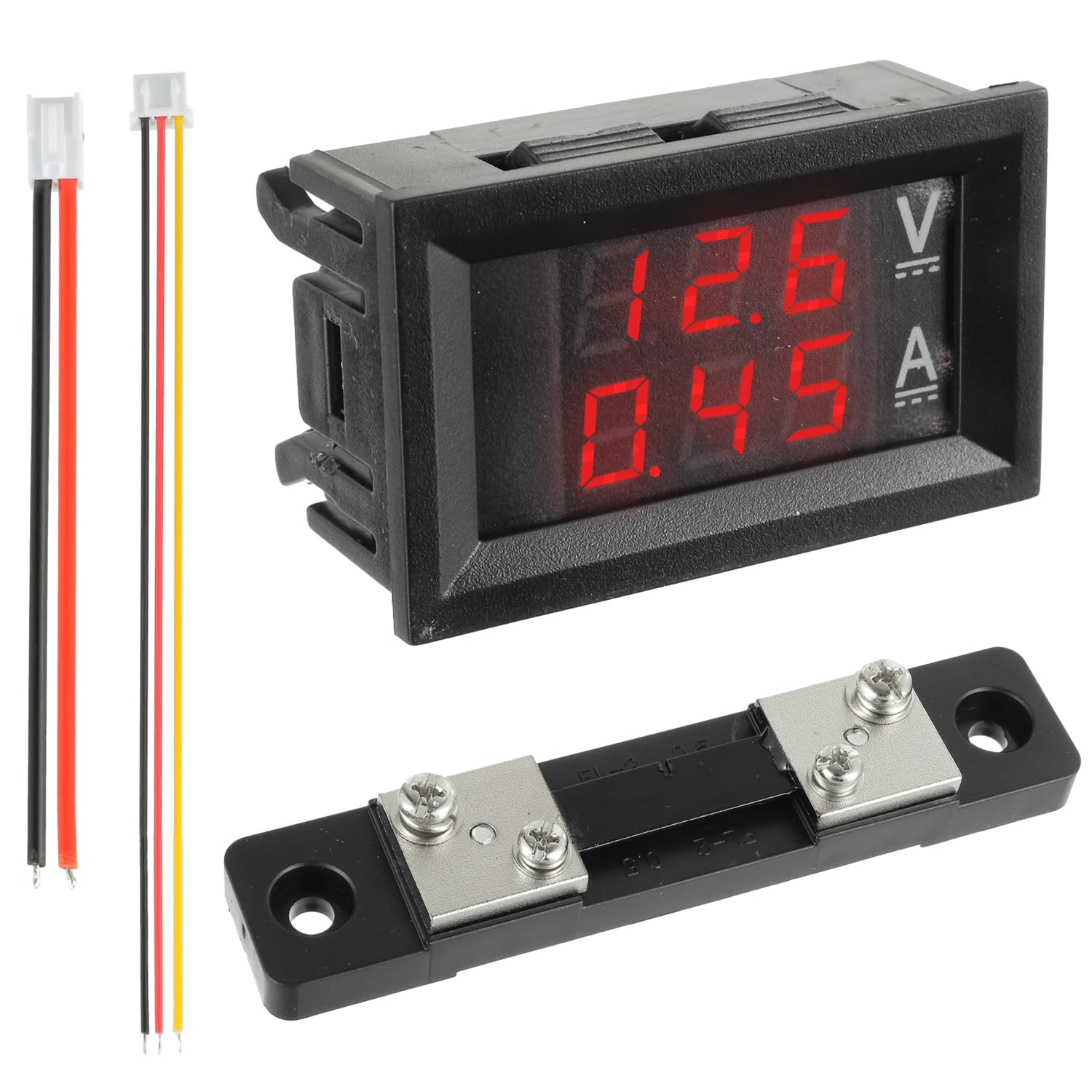JAMHER DC 50A 0-100V Digital Ammeter Voltmeter LED, Red Detector Voltage Current Meter Panel Amp Volt Gauge, with 50A Current Shunt, for Multimeter Amperage Meter Volt Amp Gauge Panel