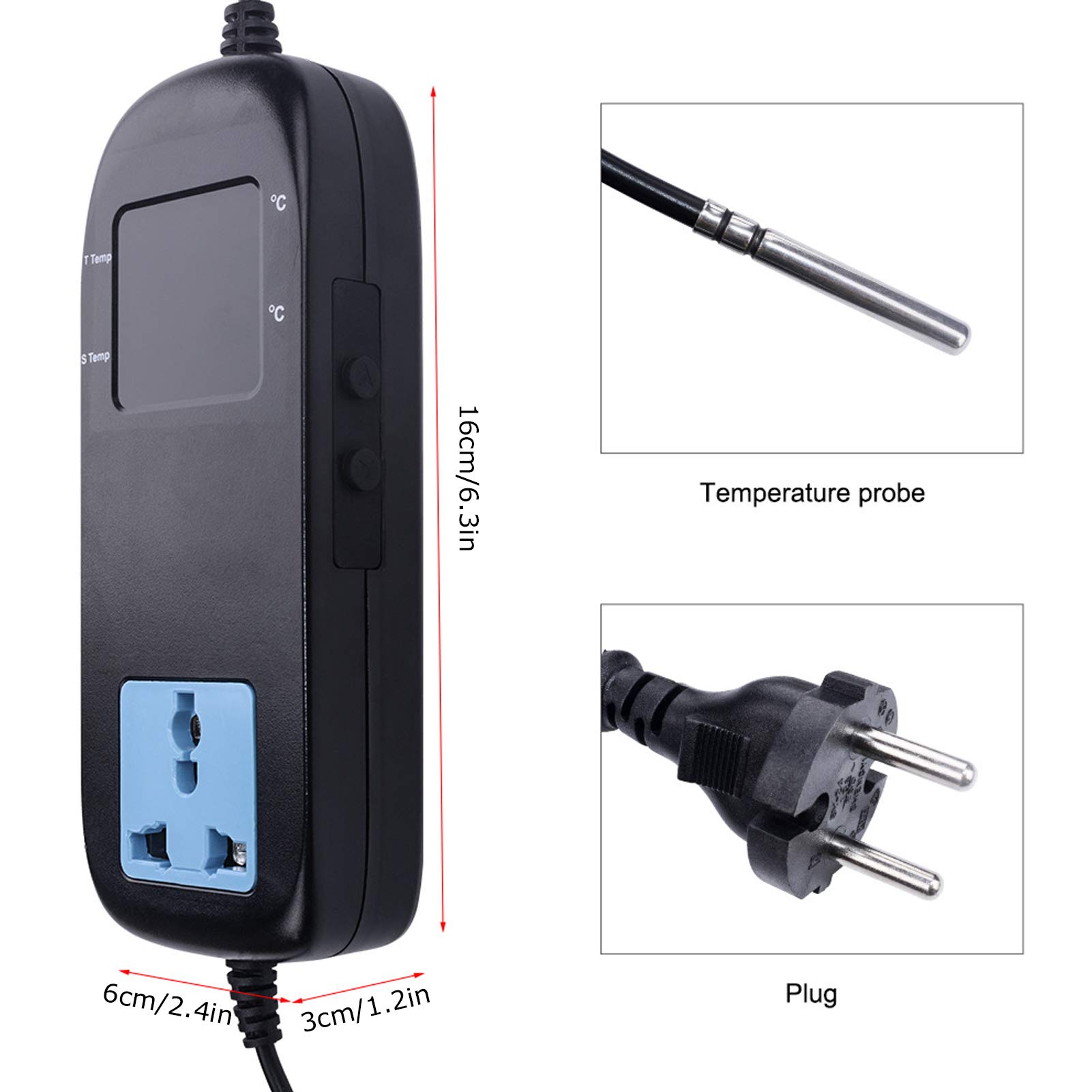 Thermostat Multifonctionnel pour Tapis Chauffant, contrôleur de Thermostat numérique pour Tapis Chauffant, avec écran LED Compact pour Aquarium de Germination de graines