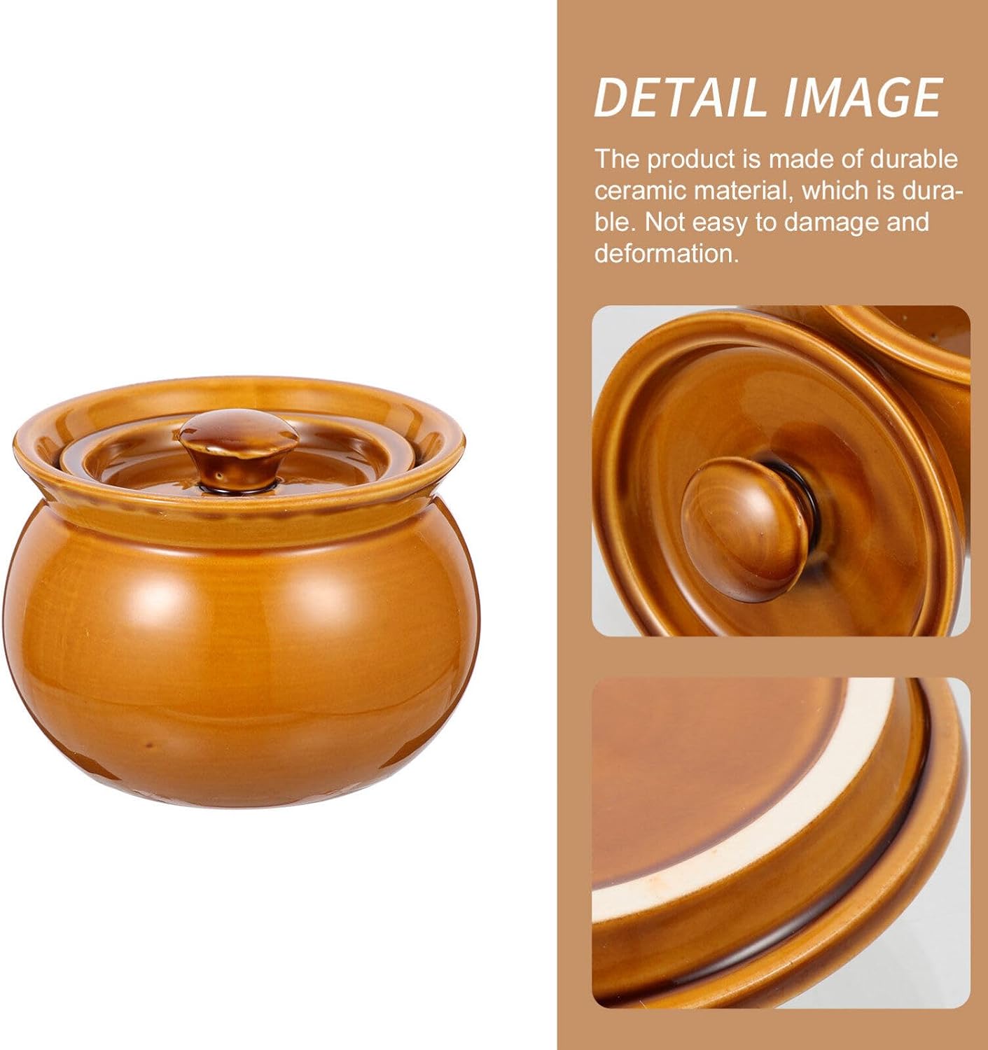 Ciieeo Ceramic Stew Pot 4.40In Soup Bowl with Lid Earthenware Cooking Pot for Home Kitchen Stewing and Serving