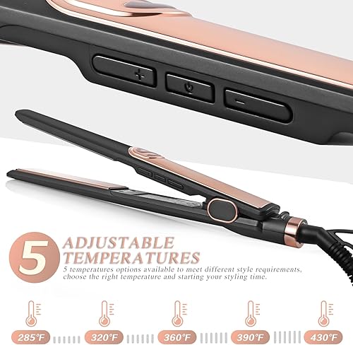 Miniatura 3 de Hair Straightener and Curler 2 in 1, 15s Fast Heating & 5 Temp Settings, Large 3D Floating Ceramic Flat Iron, Dual Voltage Straightening IronsBlack