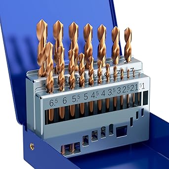 MACXCOIP Metric Cobalt Drill Bit Set, 19Pcs M35 HSS Jobber Drill Bits for Hardened Metals, Stainless Steel, Cast Iron and Wooden Plastics, with Metal Index Storage Box, 1mm-10mm