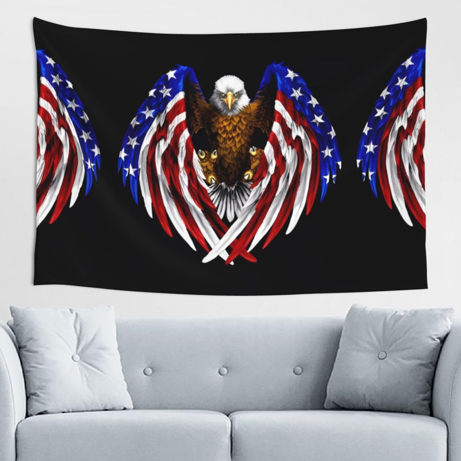 ZZYYDS USA Flag Patriotic Eagle Wall Decor Tapestry 60x40in, Wall Hanging, Home Decor, Dorm Decor, Porch Tapestry, etc.