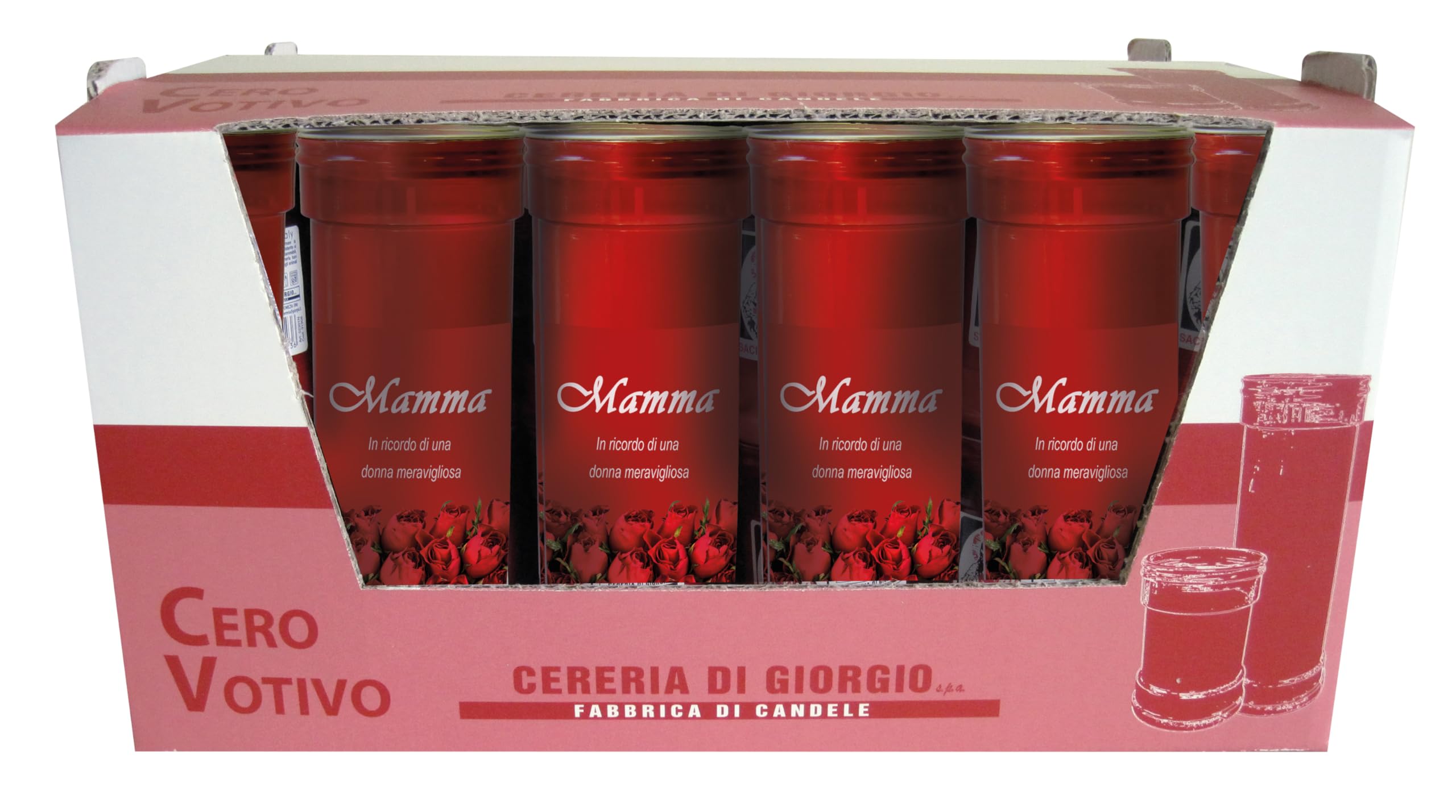 Pack of 30 Votive Candles – Red – Model P50 – with for Mom Verse – 55 Hours Duration Cereria Di Giorgio