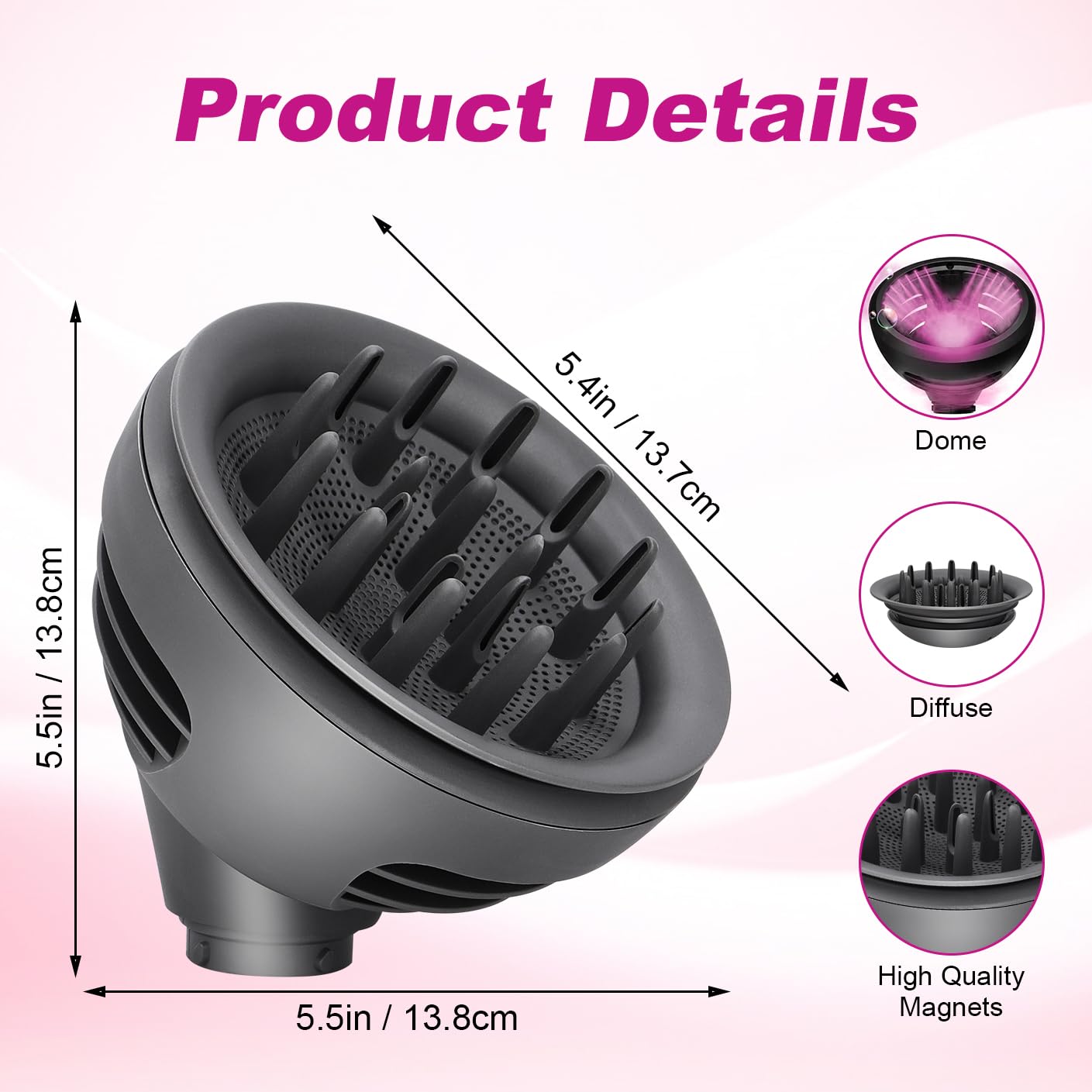 Diffusor Aufsatz für D yson Airwrap Styler HS01/05/HS08, Luftstromkuppel und Diffusor mit zwei Modi für lockiges, gewelltes Haar, Haardiffusor-Düsenaufsatz zur Verbesserung der Frisur