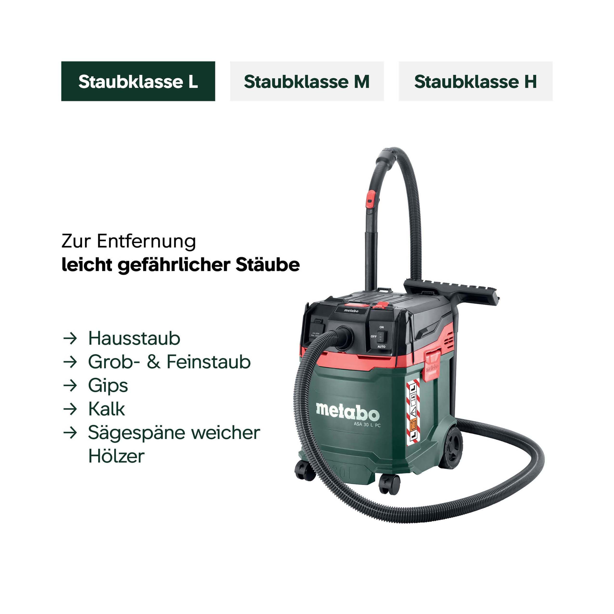 Metabo ASA 30 L PC Allessauger Nass-Trockensauger Staubklasse L 1200 Watt Industriesauger