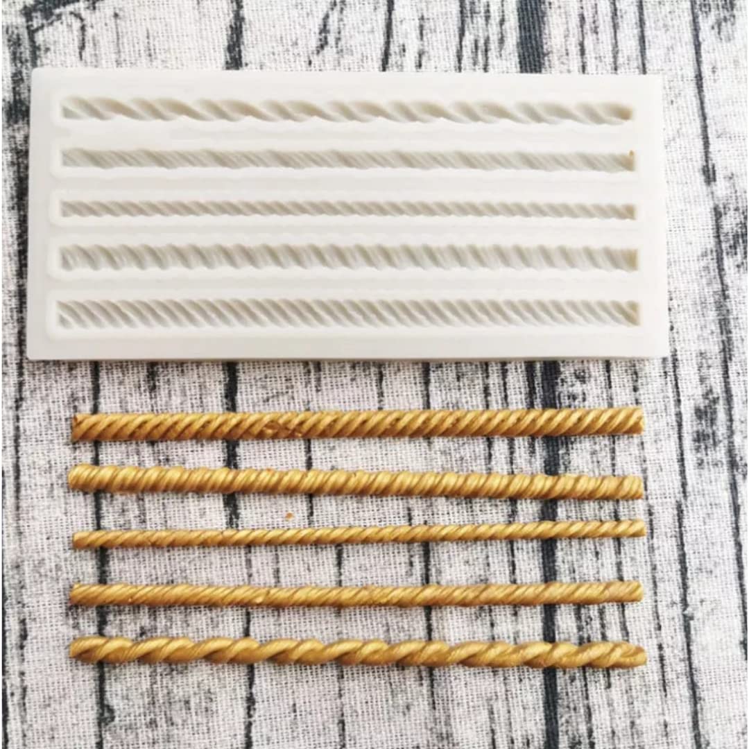 Kaur Rope Silicon Mold-5 Different Twisted Rope Design-DIY Fondant Gum Paste Resin Polymer Clay Mould-Cake Side Border Decoration-Art Craft Tool- Soft Reusable-White Color-image-18