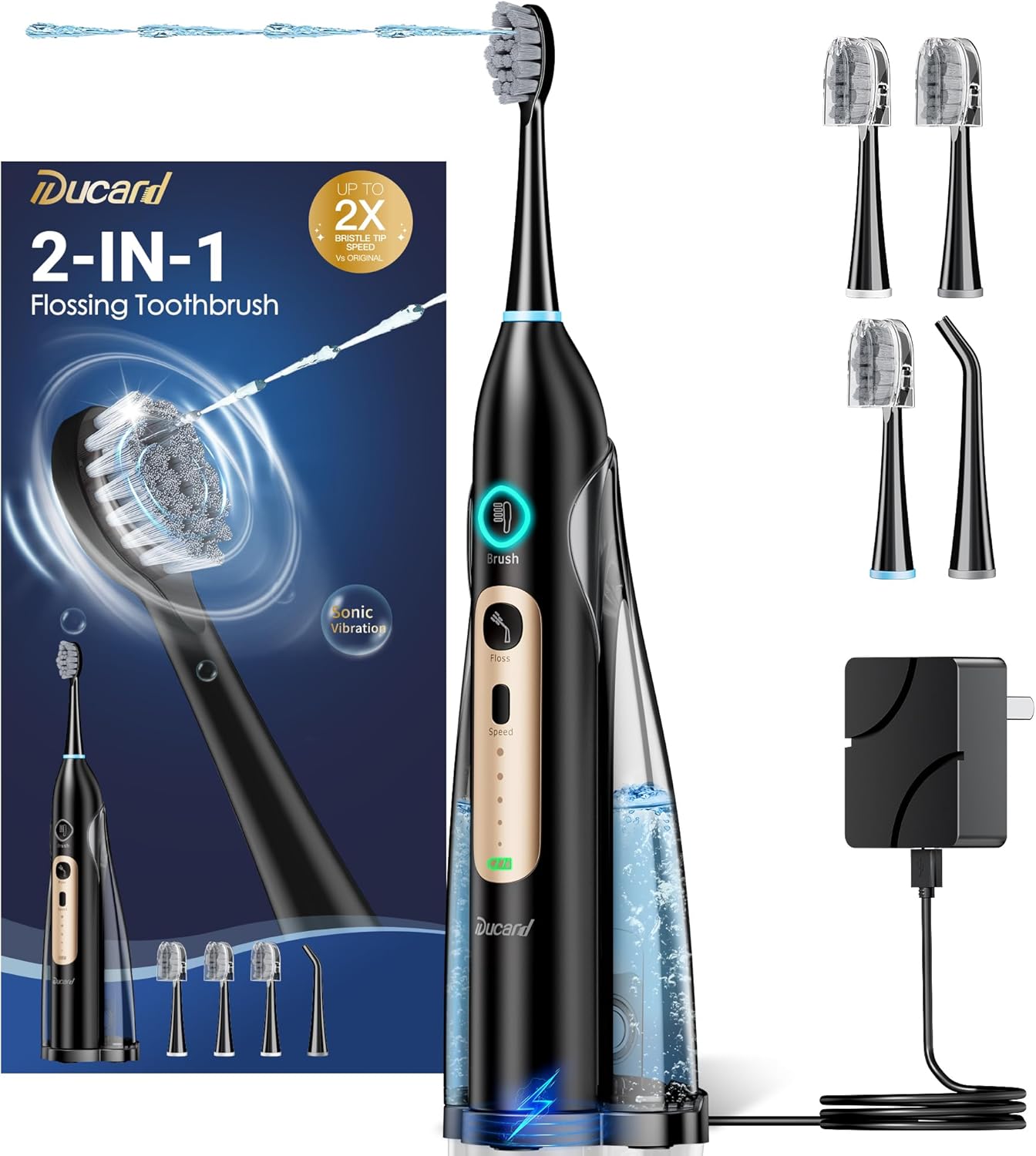 Electric Toothbrush with Water Flosser Combo, Sonic Electric Toothbrush for Adults, Cordless & Portable flossing Toothbrush for Travel, 3 Brush Modes & 5 Floss Speed for Teeth Cleaning and Gum Health Electric Toothbrush with Water Flosser Combo, Sonic Electric Toothbrush for Adults, Cordless & Portable flossing Toothbrush for Travel, 3 Brush Modes & 5 Floss Speed for Teeth Cleaning and Gum Health