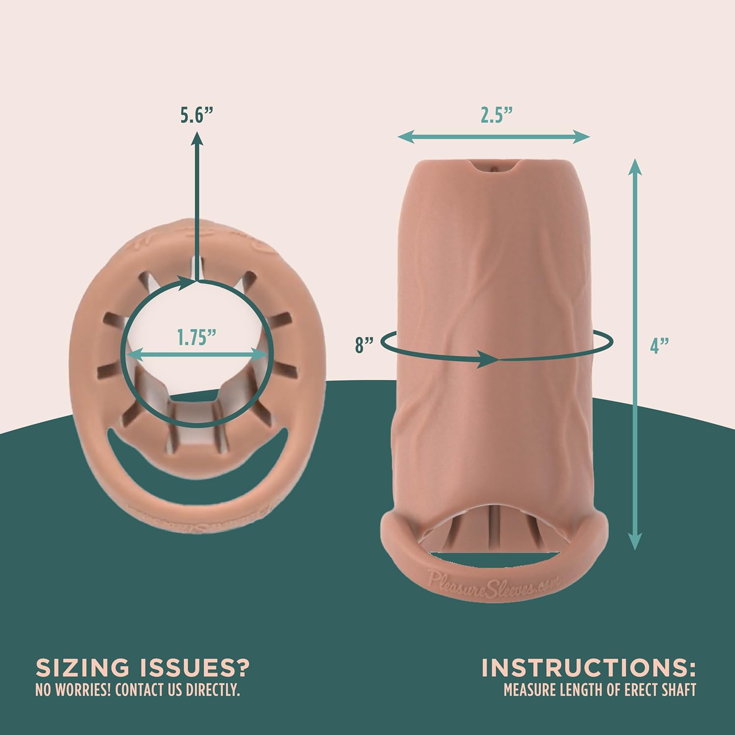 The Happy Wife® USA Penis Sleeve | Cock Sheath | Size Large Girth Enhancer | Open Head for Sensitivity | Sexual Pleasure Enhancer for Men, Women & Couples | Nude Color, 4" L x 2.5" W