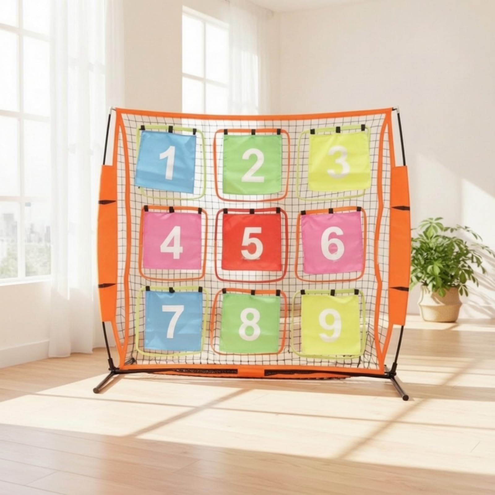 F Fityle Red de Lanzamiento Infantil Red Objetivo Diana Práctica con 3x3 y Puntuación Visible Estructura Estable con Estacas y Bolsa Incluida Adecuada para