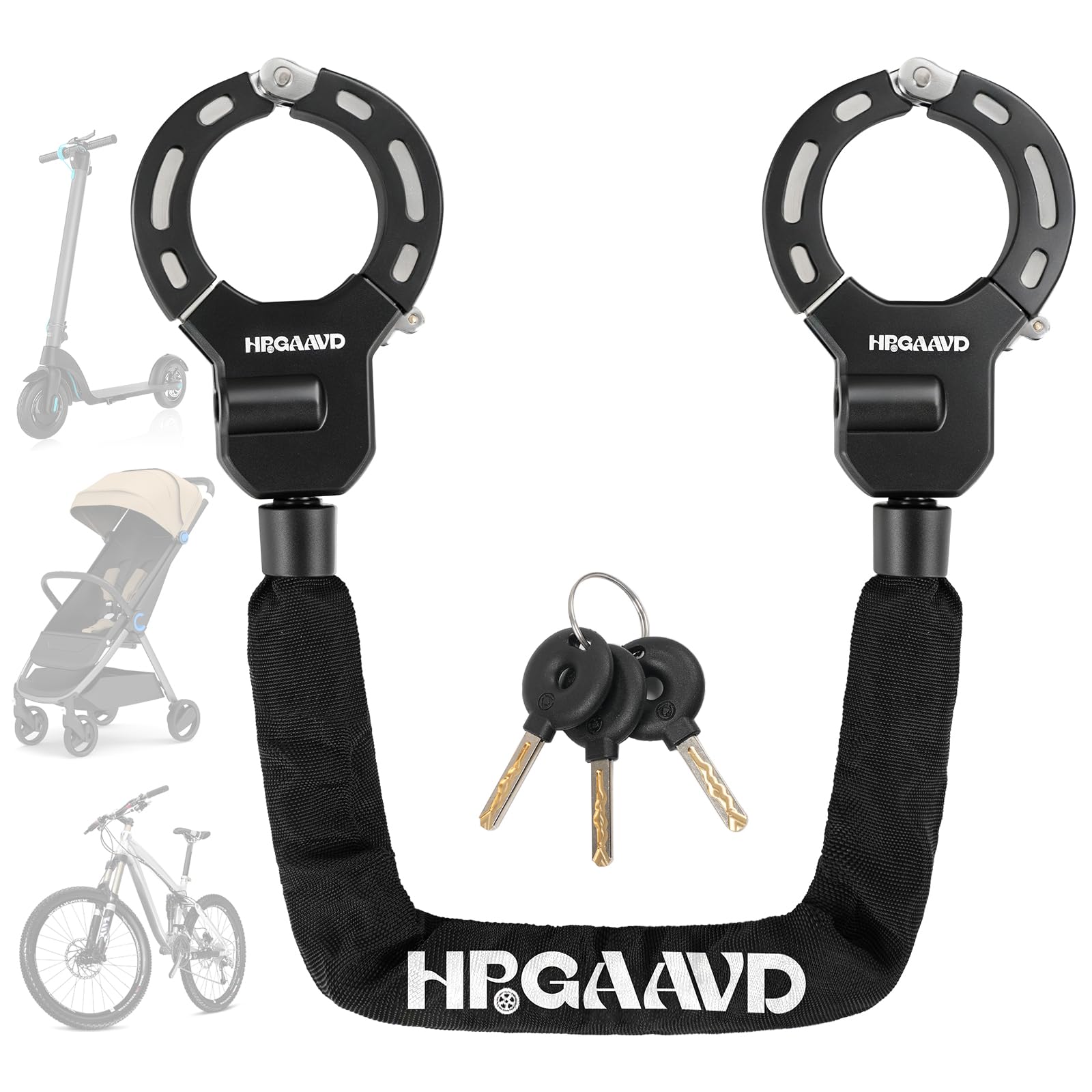 Electric Scooter Handcuffs Lock, Anti-Theft for Bike, High Security Padlock, Anti-Theft with 8 mm Chain Thickness for Scooters/Electric Scooters/Bikes/E-Bike/Moto