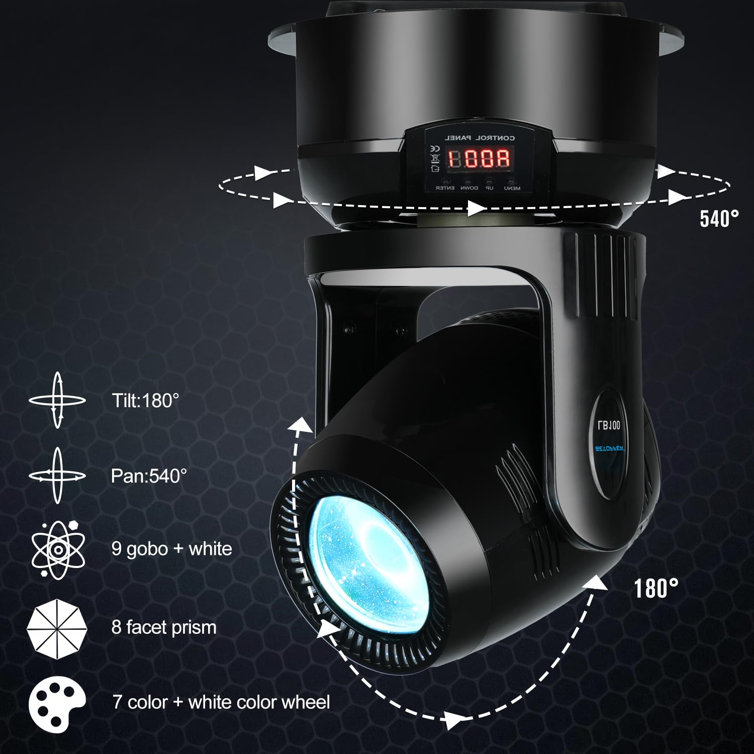 Amazon.com: BETOPPER Mini luz de DJ de cabeza móvil, 9 GOBO 8