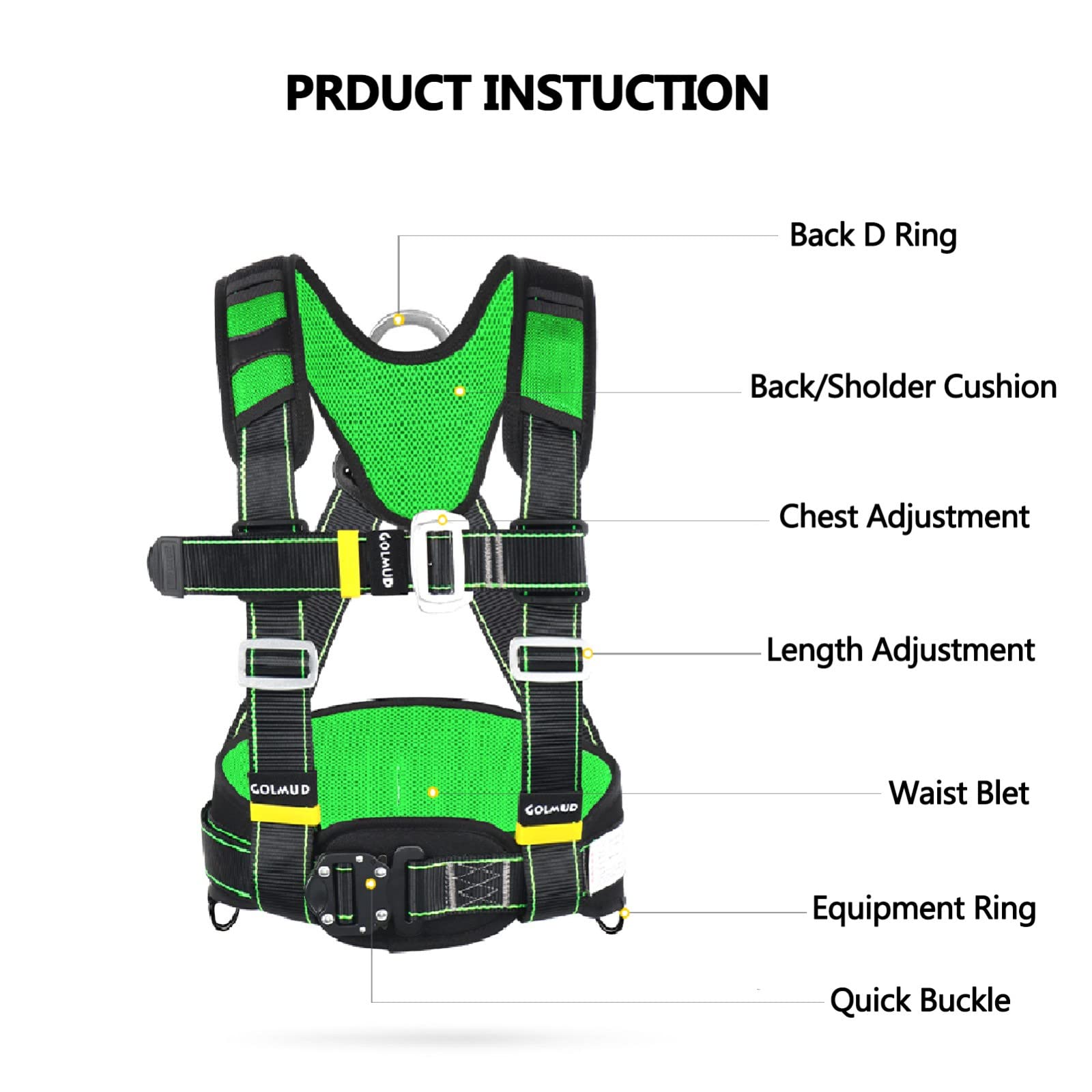Ceinture Sécurité Demi-corps Harnais D'Escalade Demi-Corps - Sécurité Toiture, Charge 300kg, Réglable 150-200cm - Pour Pros & Plein Air Baudrier Pour Escalade