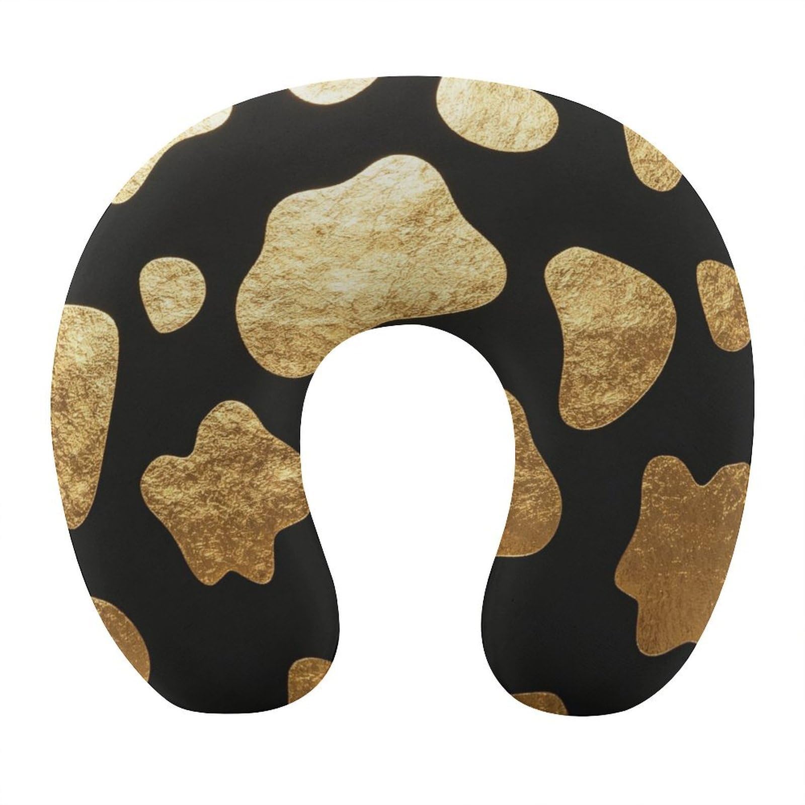 Btcowzrv Style Golden Cow Print U Shaped Neck Pillow Travel Pillows