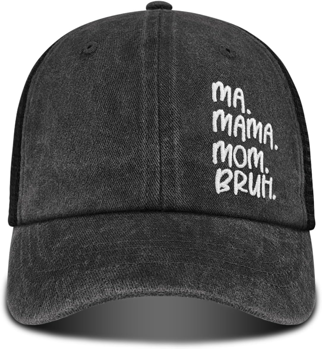 Boy Mom Embroidered Ponytail Hat,Boy Mom Gifts,Vintage High Ponytail Baseball Hats for Women