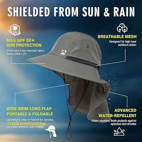 Miniatura 7 de TOP-EX De gran tamaño XL XXL para hombre sombreros de sol cabeza grande cuello solapa safari ala ancha sombrero impermeable UPF50+ pesca