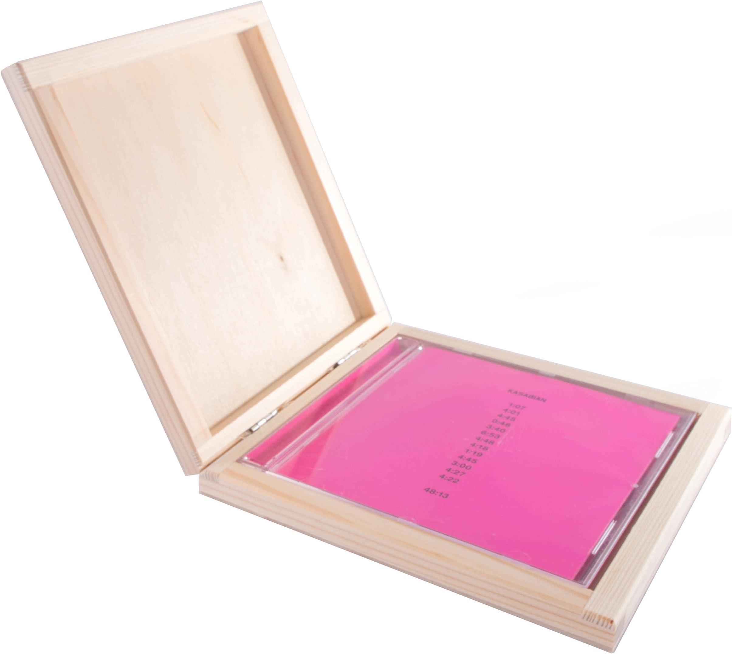 Wooden CD Storage Box with Lid/Unpainted/Suitable for 1 CD/Case / 16.5 x 14.5 x 2.5cm