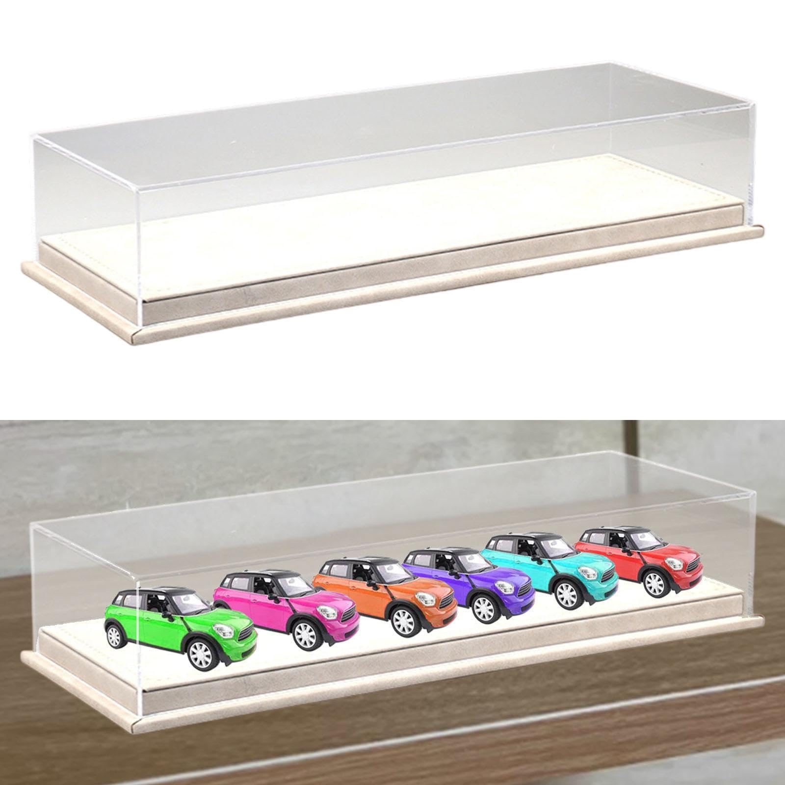 Acryl Vitrine für Modellautos Im Maßstab 1:64, Tischvitrine, Transparente Aufbewahrungsbox für Sammlerstücke Und Spielzeugautos, Beige