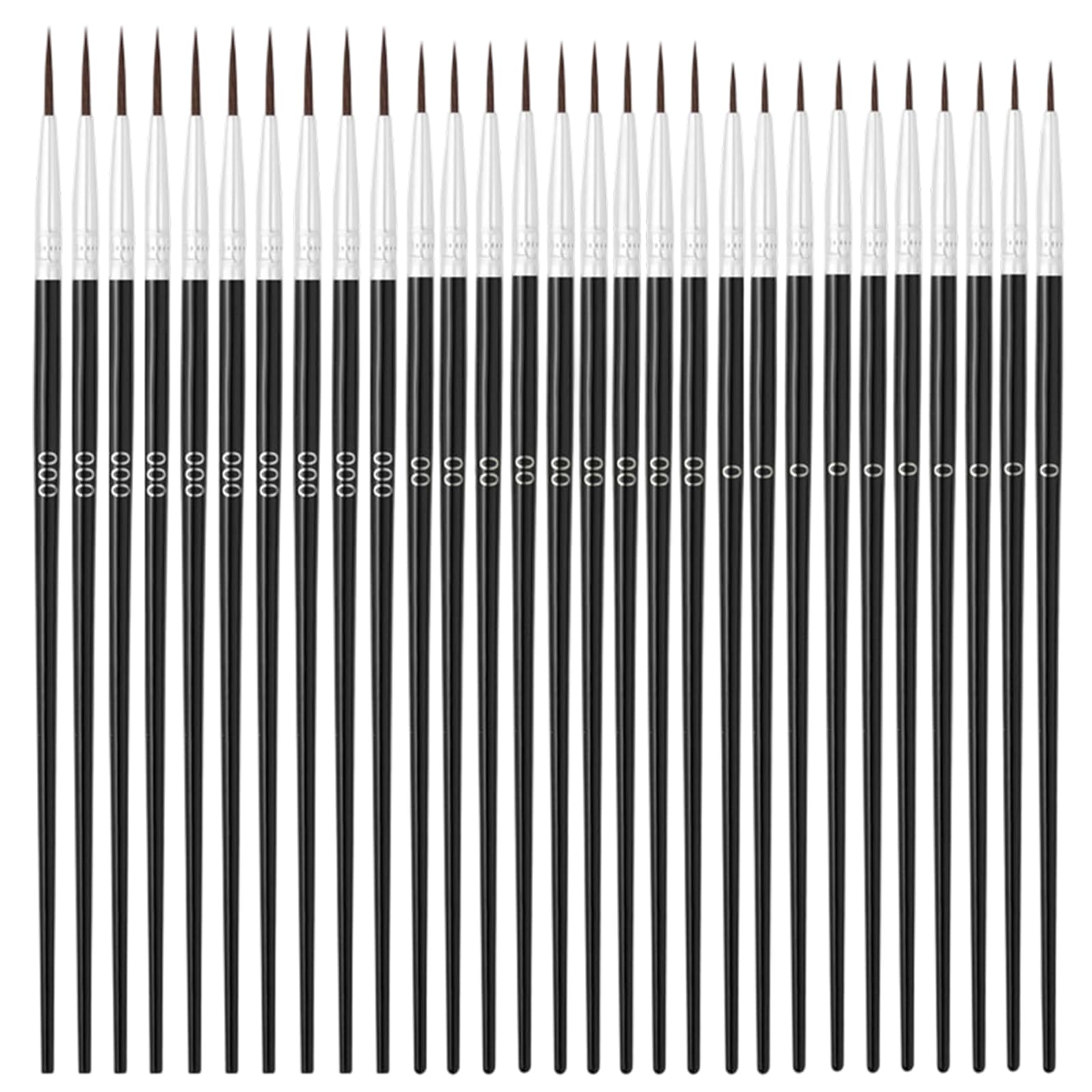 HAPPOW 30 Pcs Paint Brush Set Thin Paint Brushes Fine Detail Paint Brush For Miniatures Model Painting Liner Brush 0#00#000 Watercolor Acrylic Crafts