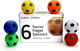 Entervending Fidget Spinners - 2 Inch Stress Balls in The Gift Box - 6 Pcs Soccer Party Favors for Kids - Mini Fidget Spinners - Classroom Prizes - Fidget Spinners for Kids for Kids
