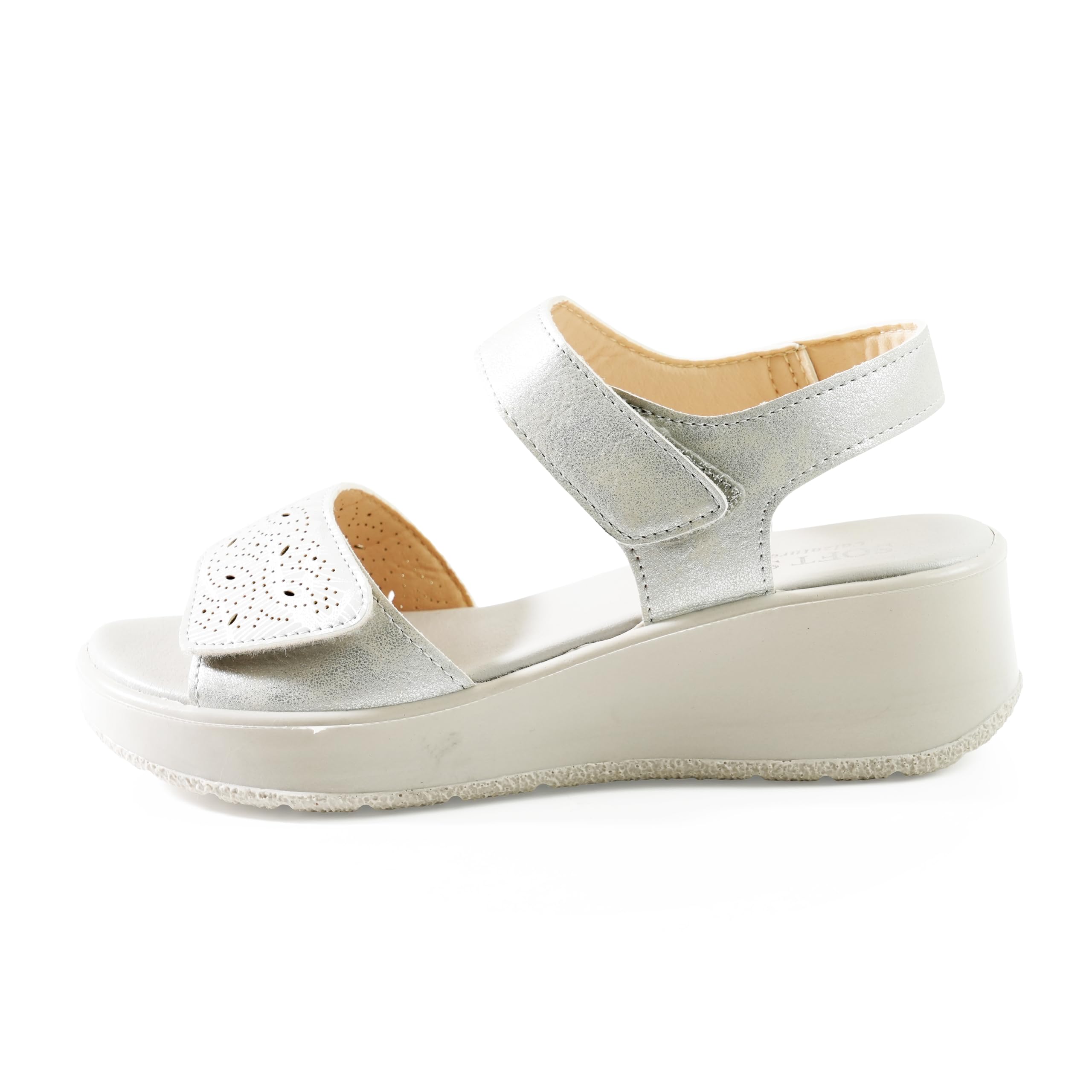 Sandali Donna Zeppa Ortopedici Comfort con Doppio Strappo Regolabile Caviglia e Avampiede Ideali per Piedi Gonfi Suola Alta Ammortizzata Antiscivolo Estivi STR02614