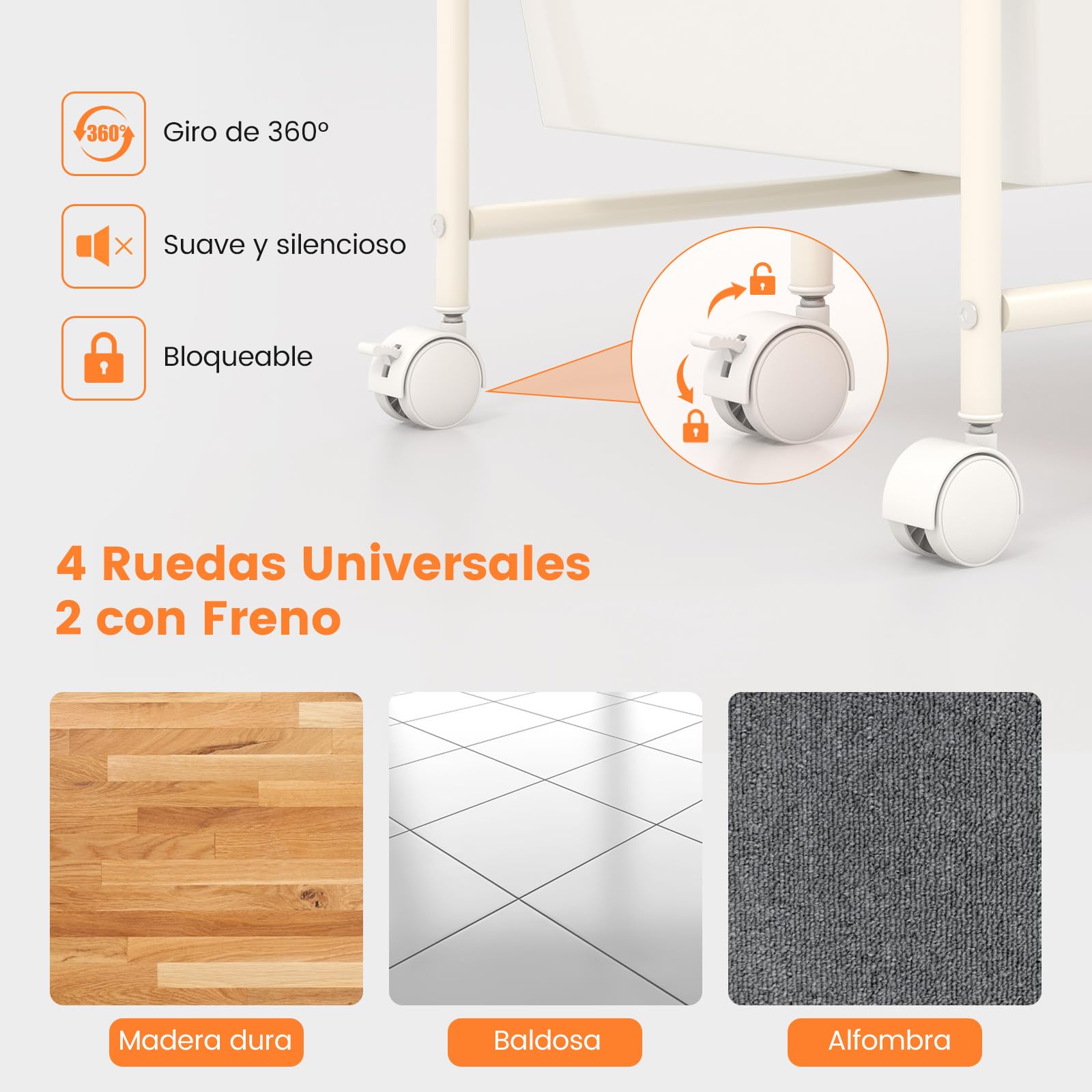 COSTWAY Carrito Auxiliar con Ruedas, Carro Almacenaje con 15 Cajones Apilables, Carrito Organizador con Ruedas Bloqueables de Metal para Cocina Oficina, Baño, 37x63x87cm (Blanco)