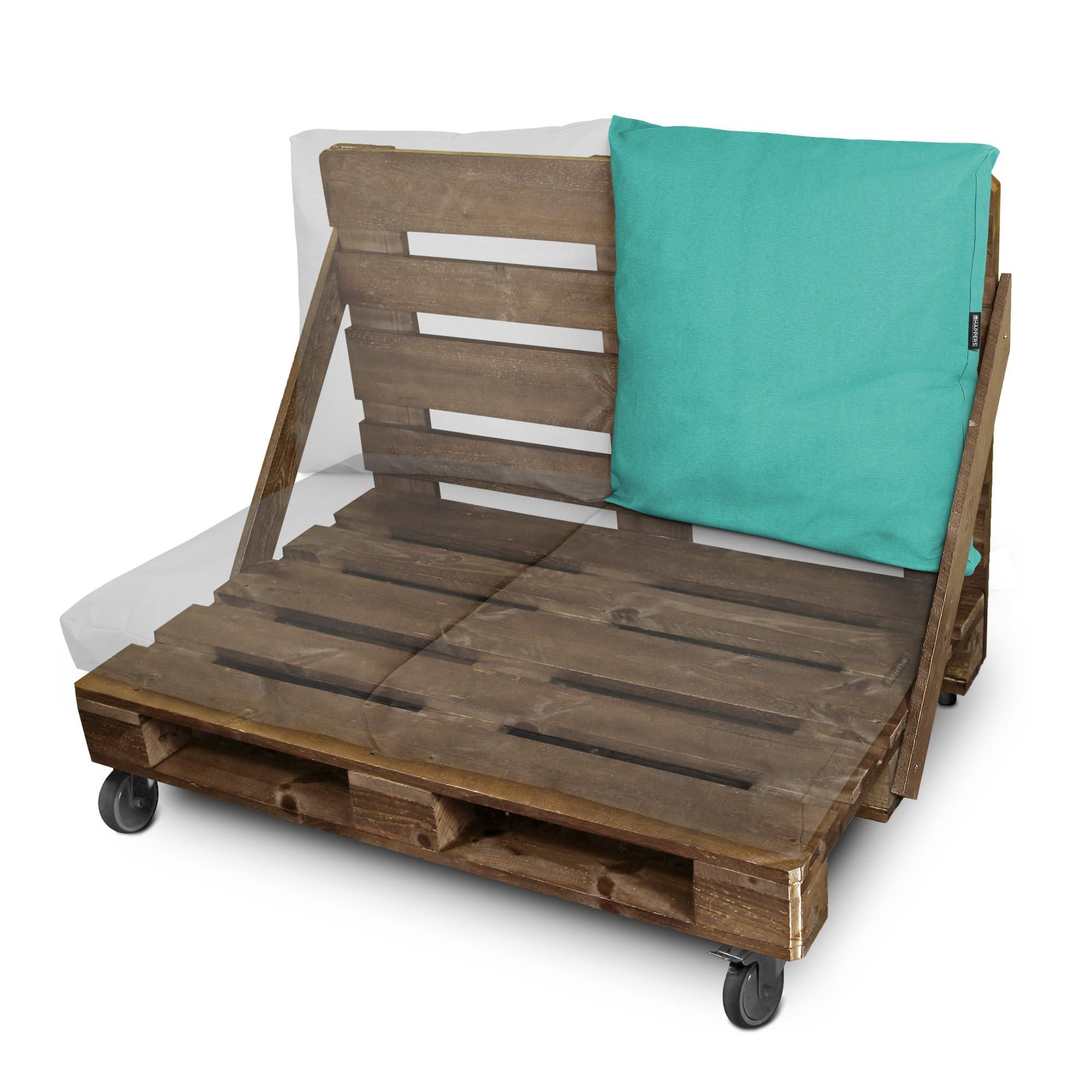 HAPPERS Cojín de Suelo Naylim Mate Impermeable Multiusos para Exterior, Banco y Palets - Comodidad y Versatilidad en un sólo Cojín Turquesa 60x60