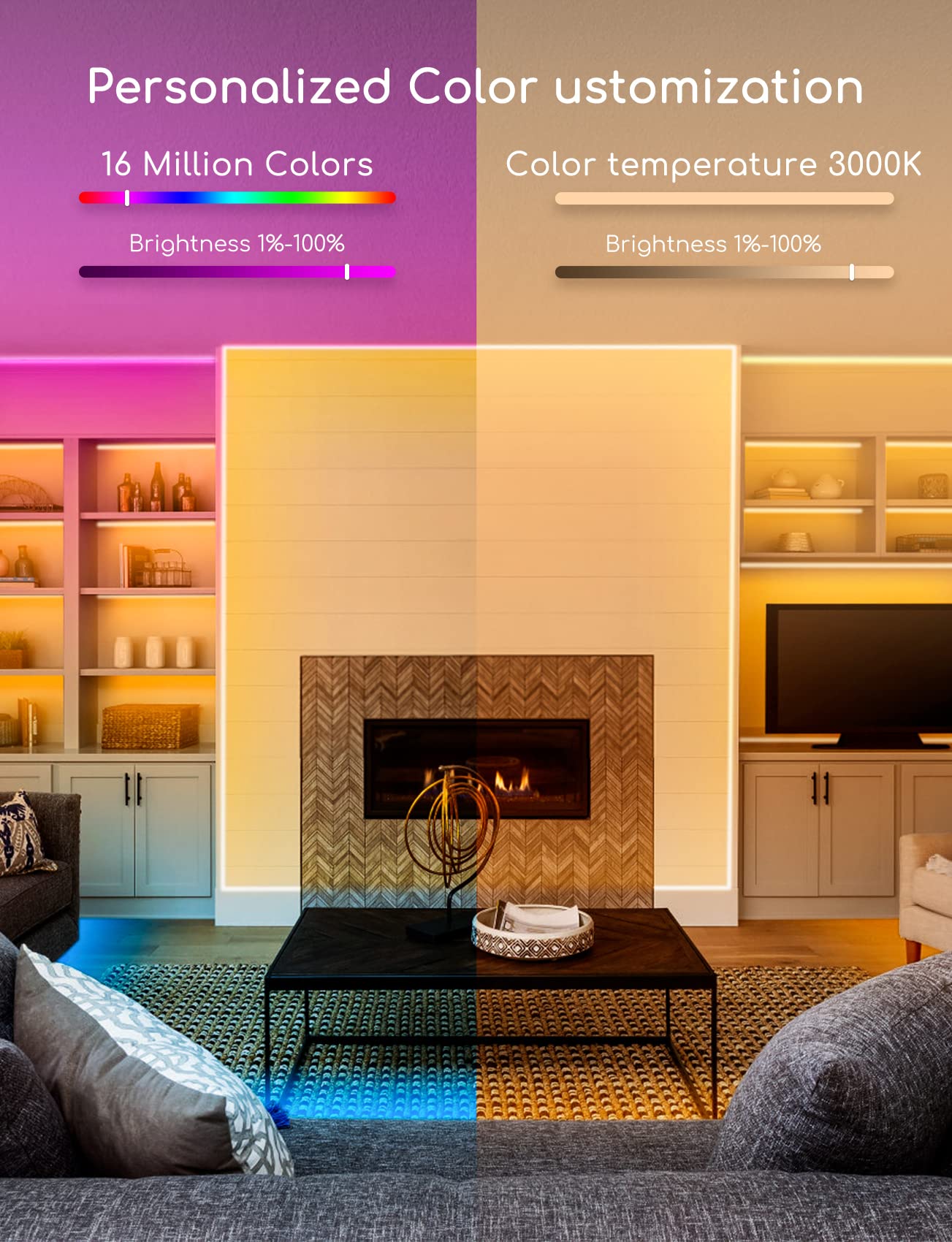 Aigostar Tiras LED 5m Impermeable WiFi Luces Inteligentes RGBW 3000K luz calida, Controlas con App y IR Control Remoto. Compatible con Alexa, Google Assistant.