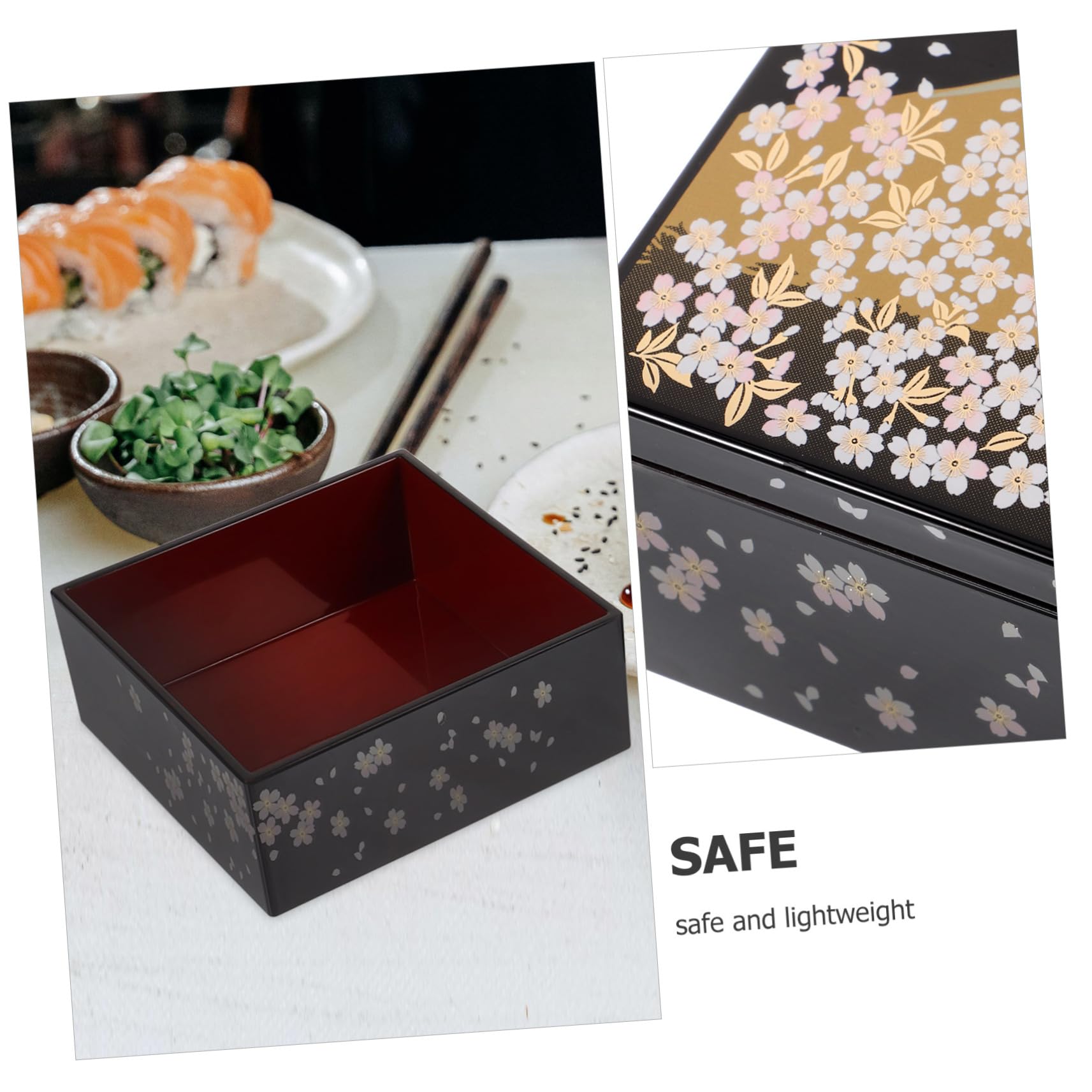 Alipis Scatola Bento Giapponese per Sushi 3 Strati in Plastica Nero, Design Tradizionale Monte Fuji, Multifunzione e Sicura per Uso Quotidiano in Famiglia