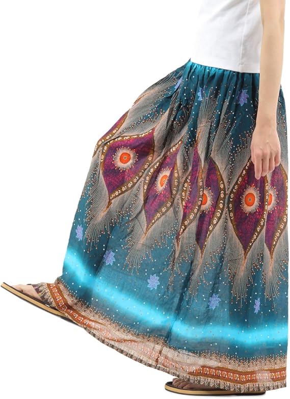 Amazon Oki オキ スカート ワンピース アジアン エスニック 2way レーヨン レディース ピーコックターコイズ スカート 通販