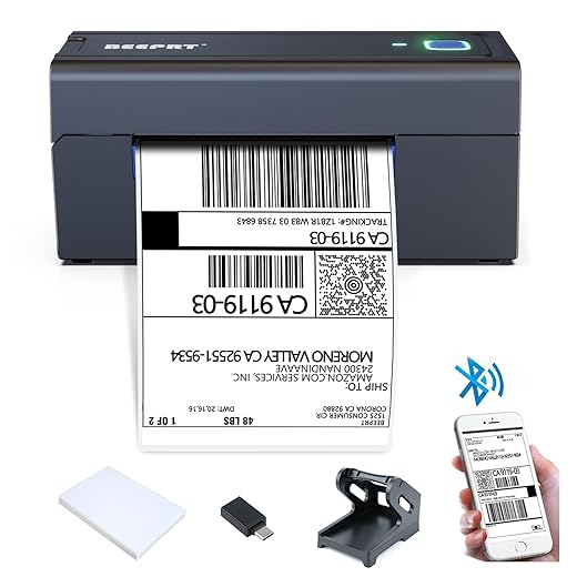 Beeprt Bluetooth Shipping Label Printer - Wireless 4x6 Thermal Label Printer for Shipping Packages, Desktop Label Printer Compatible with Shopify, Ebey, Amazon, Etsy, FedEx, UPS, Small Business