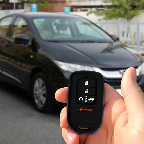 Miniatura 7 de Autobase Funda de silicona para llavero compatible con Honda Accord Civic CR-V CRV Pilot Passport Insight EX EX-L Touring Accesorio para automóvil