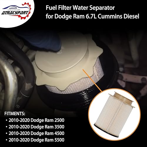Miniatura 3 de Separador de agua con filtro de combustible Cummins de 6.7L  Reemplazo para motores diésel Dodge Ram 2500 3500 4500 5500 6.7 2010-2020  Reemplaza #