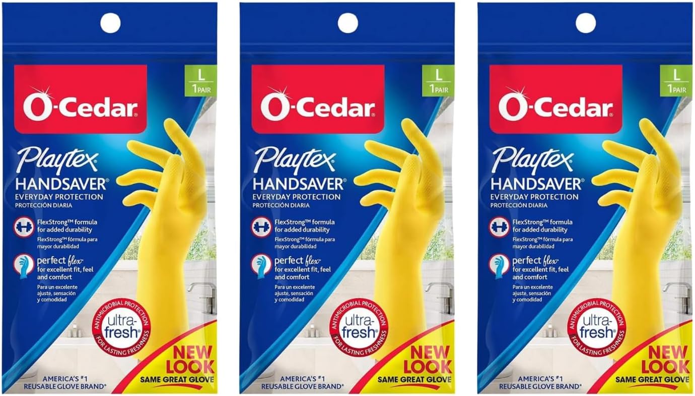 PROTECTIVE_GLOVE Handsaver Reusable Rubber Gloves (Large, Pack - 3)