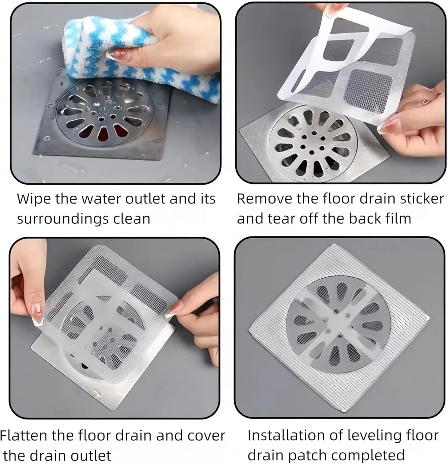 Haarfangsieb for Dusch- und Badezimmerabläufe, Verstopfungsschutz, Bodenablauf-Aufkleber, Reparaturflicken for Fliegengitter FüR KüChe Dusche Badezimmer(500PCS)