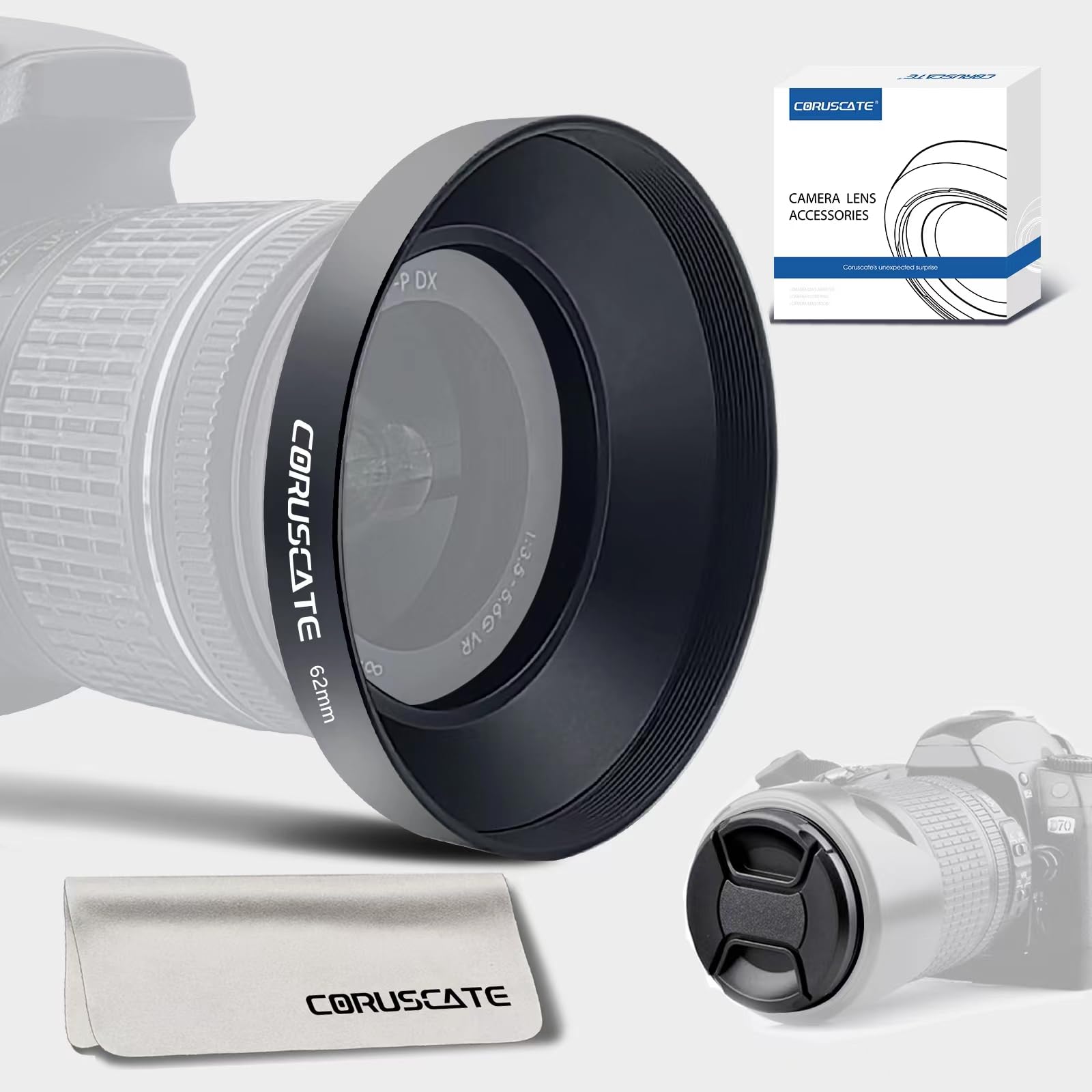 Parasol de metal de 62 mm universal para lentes gran angular con tapa 6
