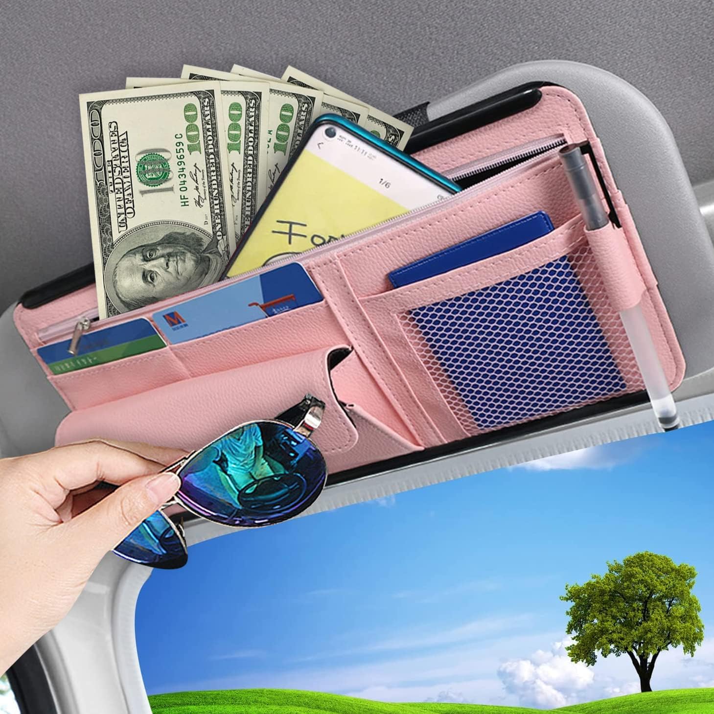 Car Sun Visor Clip Organizer for Cars/SUV/Trucks