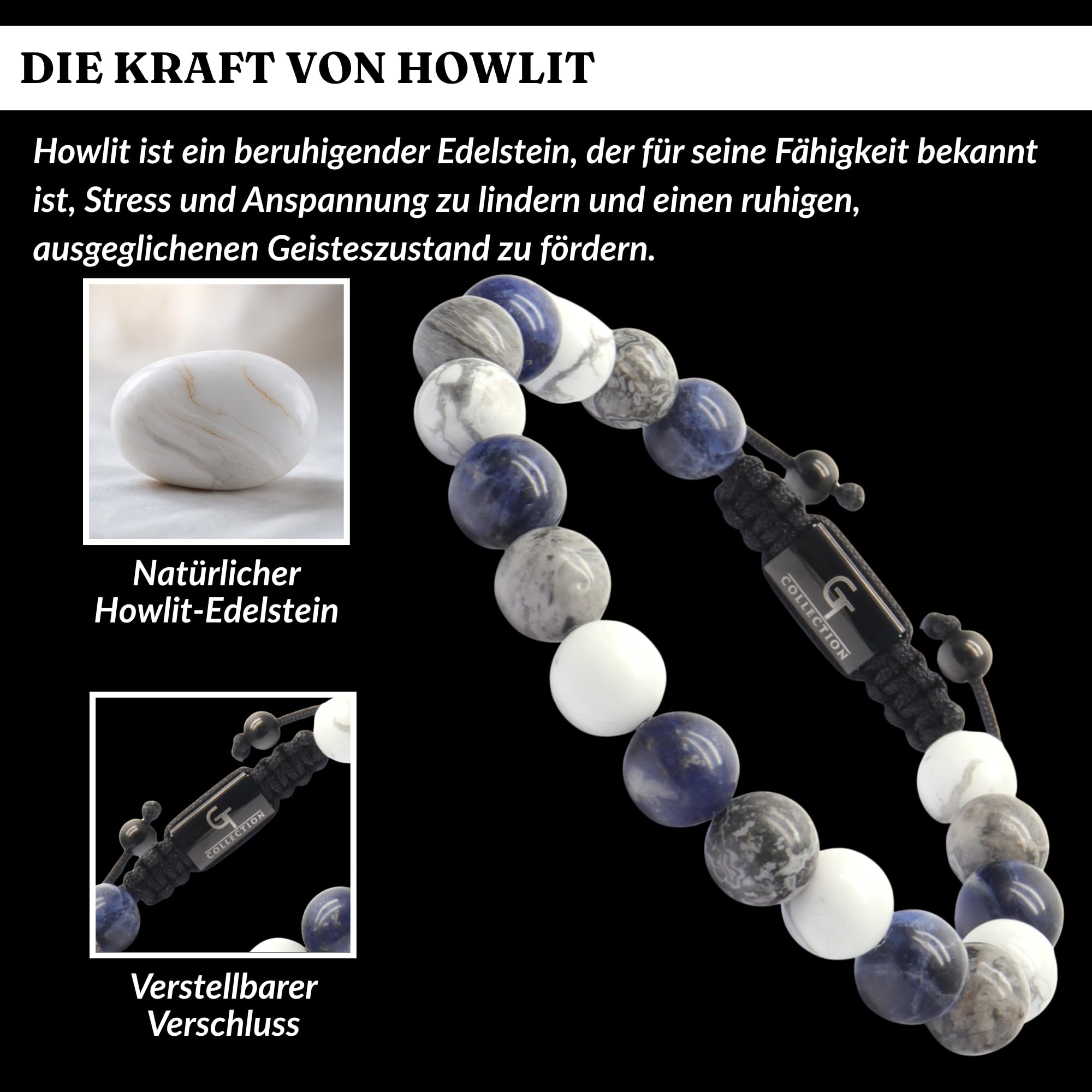 GT collection Perlenarmband für Herren | Geschenk für Männer | Einheitsgröße | Wird wegen seiner erdenden Wirkung verwendet | 100% natürlich | Verstellbares Armband für Männer mit Edelsteinen