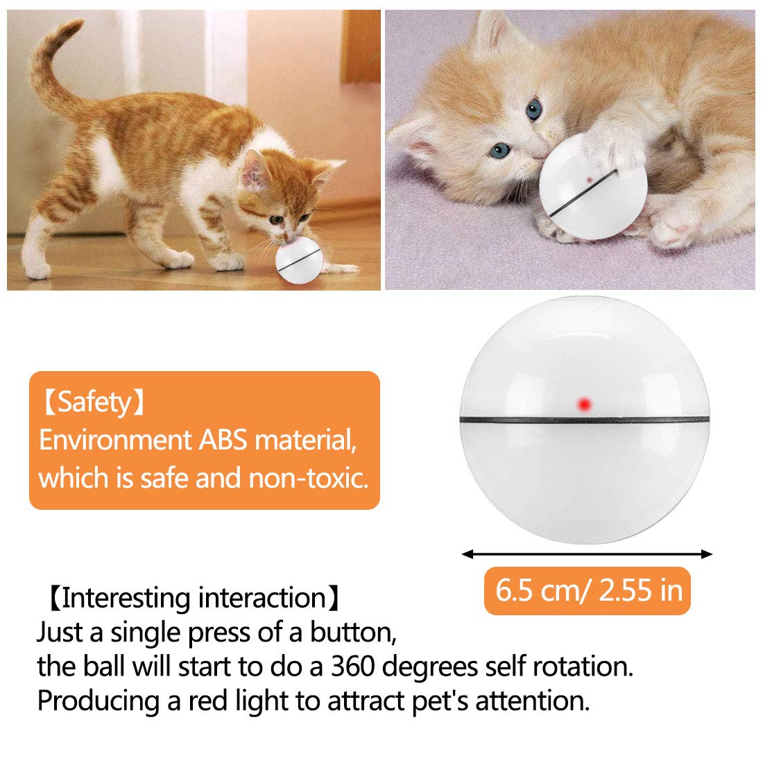 Palla Giocattolo Interattiva Per Gatti - Ricaricabile USB Con Luce LED E Movimento Automatico