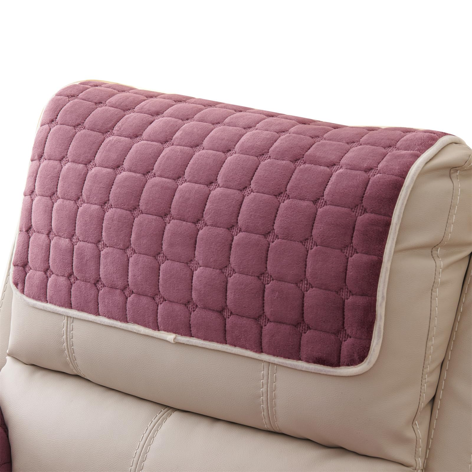 Anti-Slip Armchair Storage Bag, Headrest Covers for Chair Head Covers Furniture Winter Warm Sofa Headrest Leather Protector (Purple,Headrest)