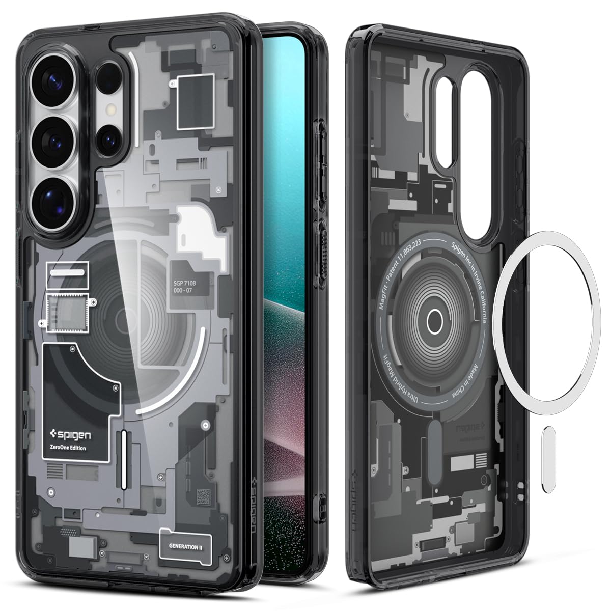 Spigen Ultra Hybrid MagFit | Samsung Galaxy S26 Ultra Case [MagSafe] [Semi Transparent] Galaxy S26 Ultra Back Cover | TPU+PC - Zero One Black