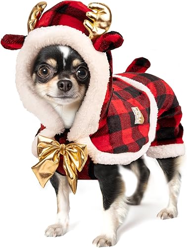 Miniatura 10 de KYEESE Pijamas de Navidad para perros, renos con corbatín rojo, búfalo a cuadros para perros grandes, pijamas para mascotas, disfraz de perro