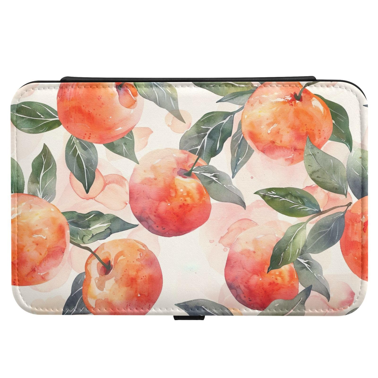 Haskirky Watercolor Peach Jewelry Box Portable PU Leather Travel Jewelry Organize for Women Jewelry Storage Display Holder for Ring, Necklace, Earring