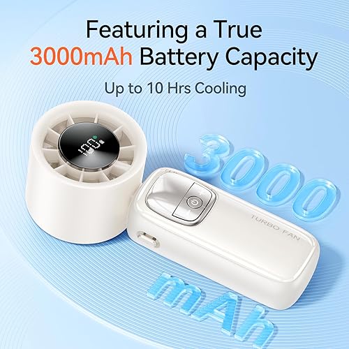 Miniatura 6 de Ventilador turbo portátil 3 en 1, 100 velocidades, 15000 RPM, refrigeración de 10 horas, pantalla LED, rotación de 90, alimentado por batería