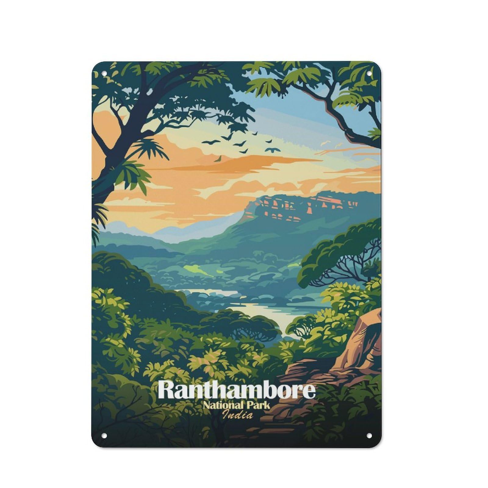 Junmoney Ranthambore National Park India Landscape For Garden Room Or Summerhouse, Vintage Tin Sign 40X30cm, For Display In Garden Rooms And Summerhouses