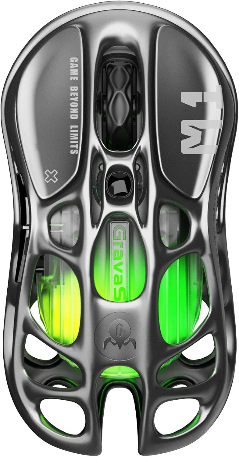 GravaStar ゲーミングマウス 無線 有線 ワイヤレスマウス 透明ブラック