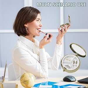 Pill Case Pill Box with Mirror Retro 3 Compartment Small Pill Case for Purse or Pocket Bronze Small Roud Pill Box or Vitamins, Fish Oil, Supplements, Pill Containe Travel GiftsWhite Marble