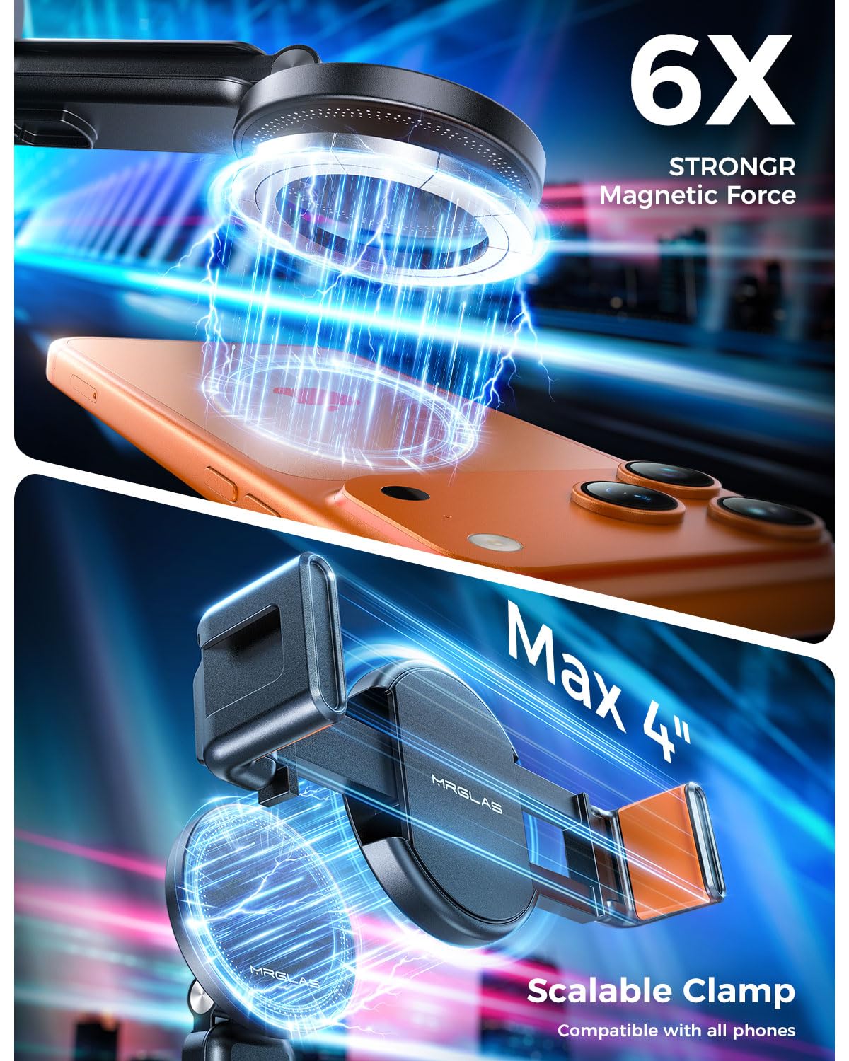 17 Zoll Handy Stativ Selfie Stick, 4,5 Zoll Taschenformat Bluetooth | 4-in-1 Design, Kabellose Fernbedienung, 360° drehbar, Kompatibel mit MagSafe, Abnehmbare Klemme, Für iPhone Android