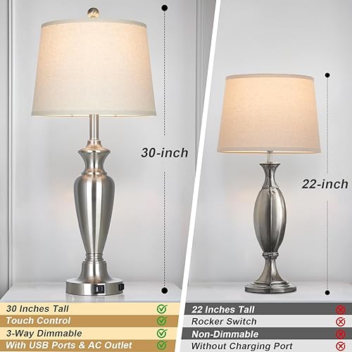 Miniatura 3 de Juego de 2 lámparas de mesa, color plateado