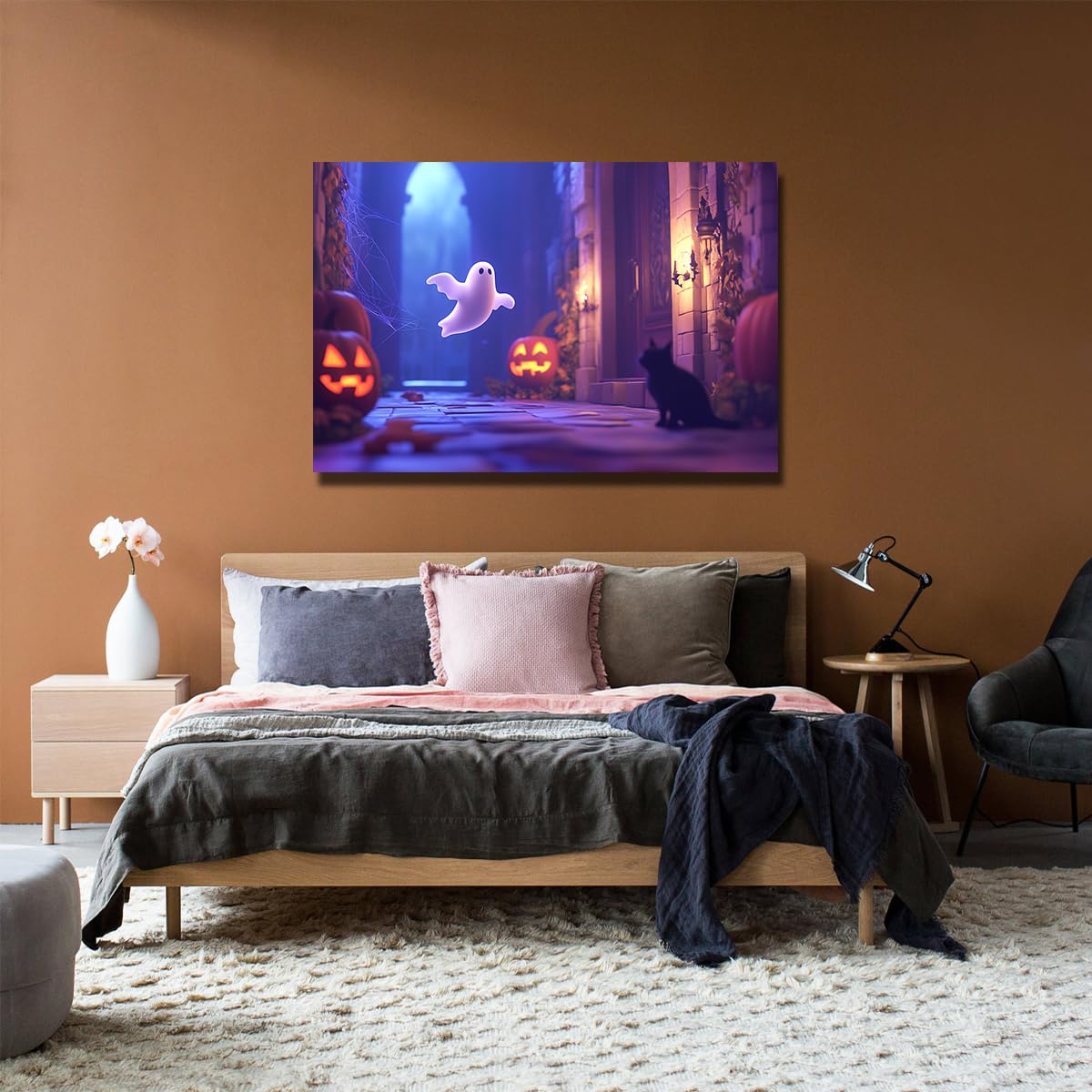 Uroczy duch Halloween sztuka ścienna płótno biuro mieszkanie dekoracja 30 x 45 cm